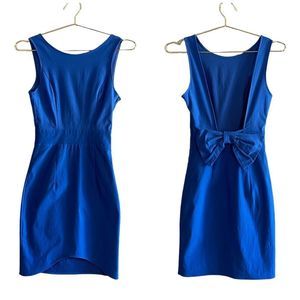 Theory Royal Blue Sleeveless Open Back Bow Detail Mini Dress | SZ P